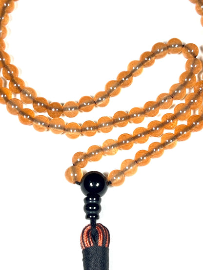 Yellow Agate Mala Beads Necklace – 6mm 108 Beads – Solar Plexus Chakra & Leo Birthstone – Spiritual Jewelry