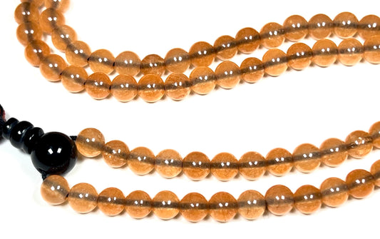 Yellow Agate Mala Beads Necklace – 6mm 108 Beads – Solar Plexus Chakra & Leo Birthstone – Spiritual Jewelry