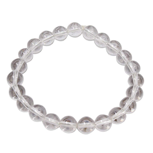 AWAKEN YOUR KUNDALINI Clear Crystal Quartz Stretch Bracelet - 8mm Beads - Embrace Clarity & Light