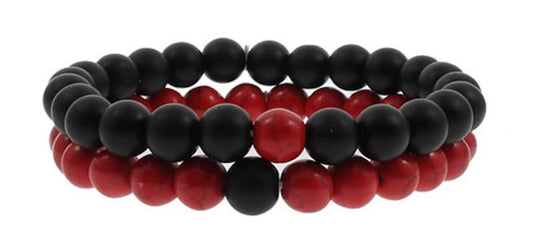 AWAKEN YOUR KUNDALINI Black Onyx & Red Howlite Bracelet | Leo, Aries & Scorpio Birthstone | Root & Sacral Chakras