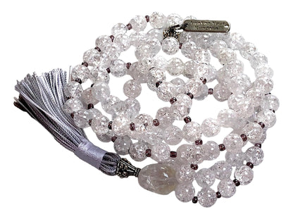 AWAKEN YOUR KUNDALINI Crystal Quartz Mala Beads Necklace, 8mm Beads, Gemini Birthstone, Crown Chakra Healing Jewelry