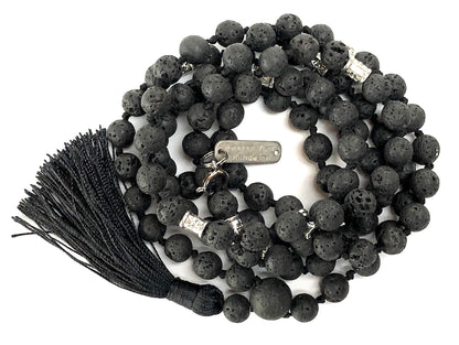 VULCAN Lava Mala Necklace | Hand-Knotted 108 Beads for Root Chakra