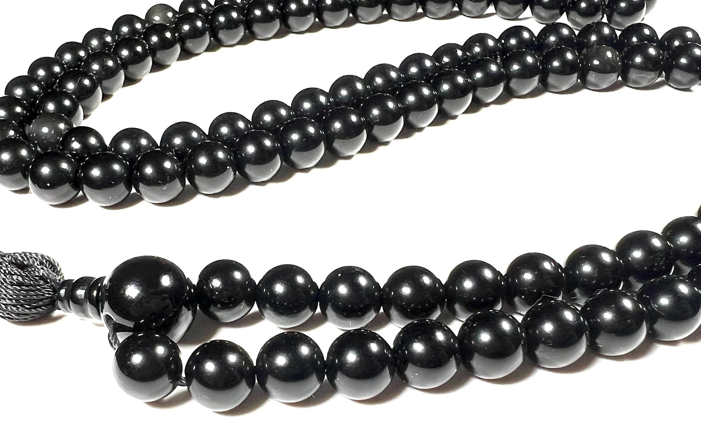 Handmade Black Obsidian Mala Beads Necklace – 8mm, 108 Beads – Root Chakra, Scorpio & Sagittarius Birthstone