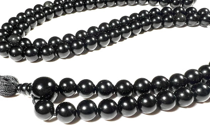 Handmade Black Obsidian Mala Beads Necklace – 8mm, 108 Beads – Root Chakra, Scorpio & Sagittarius Birthstone