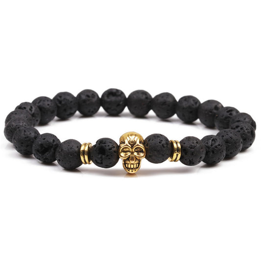 VULCAN Lava Skull Bracelet | 8mm Stretch Beads for Grounding & Power