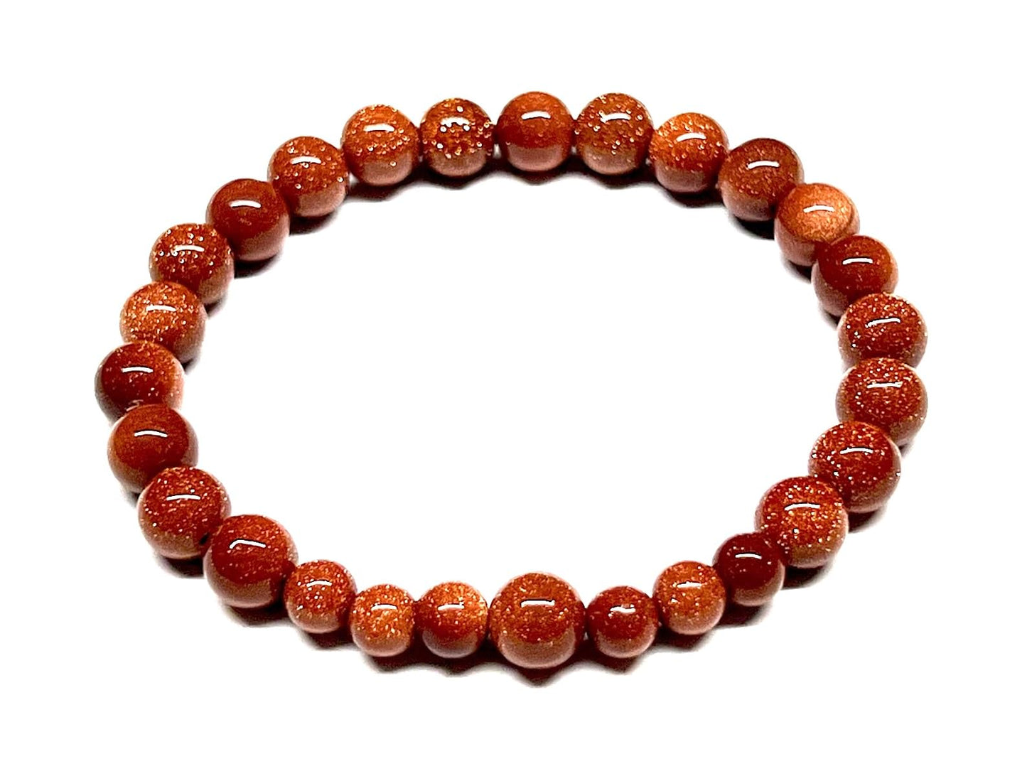 Brown Goldstone Gemstone Stretch Bracelet - Libra, Sagittarius Birthstone - Root Chakra, Sacral Chakra Association