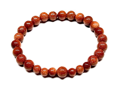 Brown Goldstone Gemstone Stretch Bracelet - Libra, Sagittarius Birthstone - Root Chakra, Sacral Chakra Association