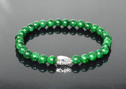Green Jade Stretch Bracelet with Lucky Charm Accents - Taurus Birthstone for May - Heart Chakra