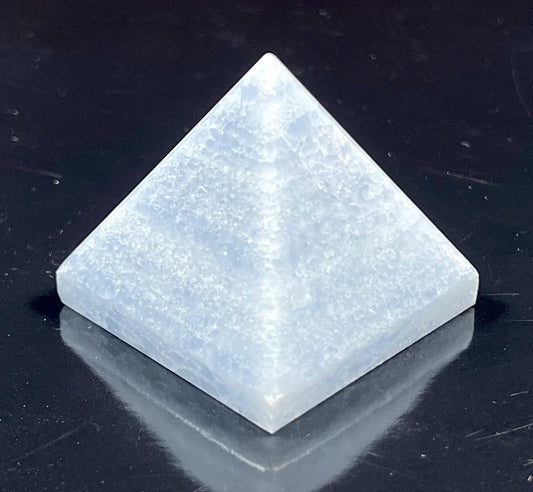 Blue Calcite Crystal Pyramid | 2-Inch Soothing Stone | TATTVA Collection