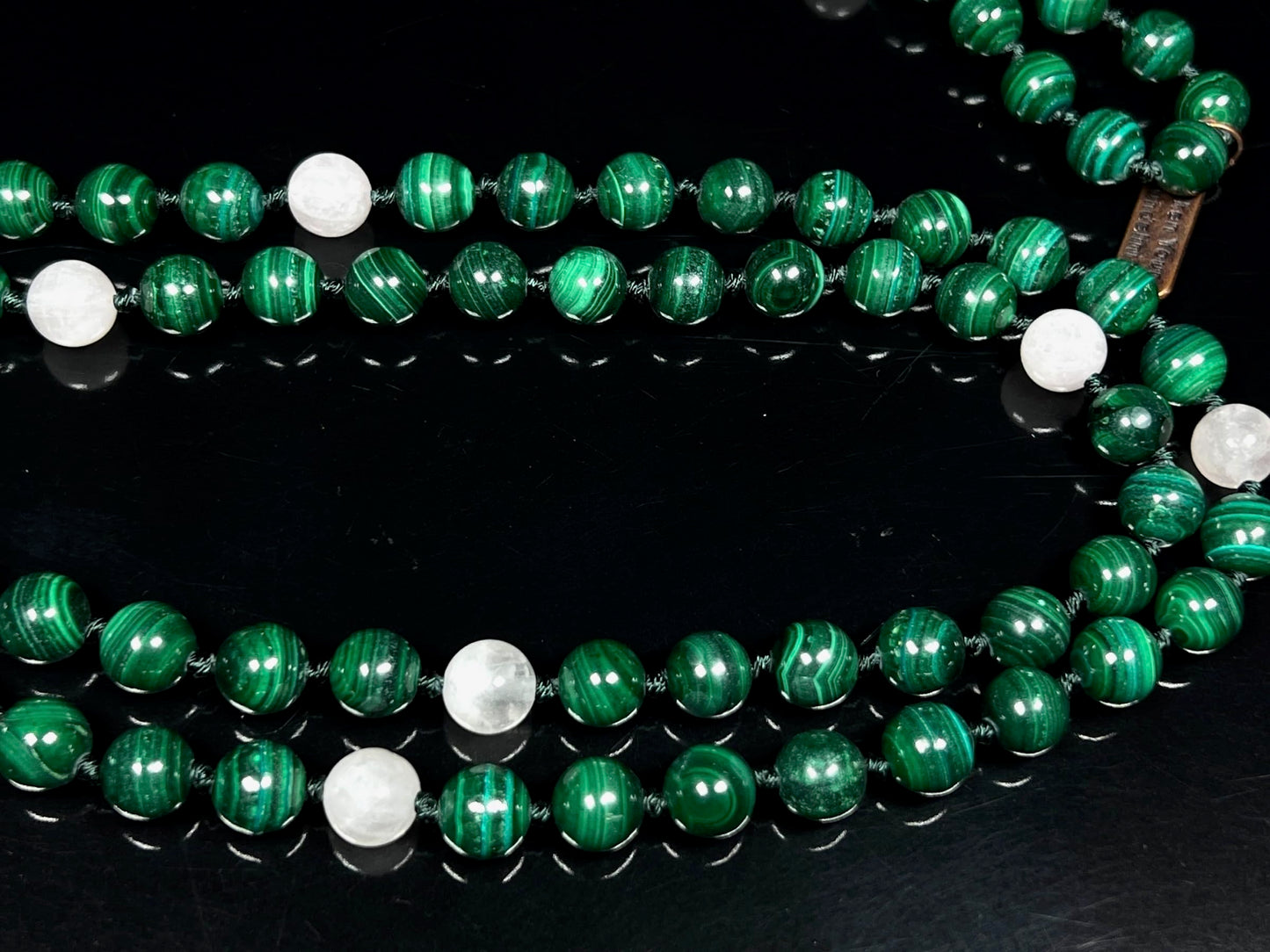 Malachite, Rose Quartz & Selenite Mala Necklace | GAIA Collection