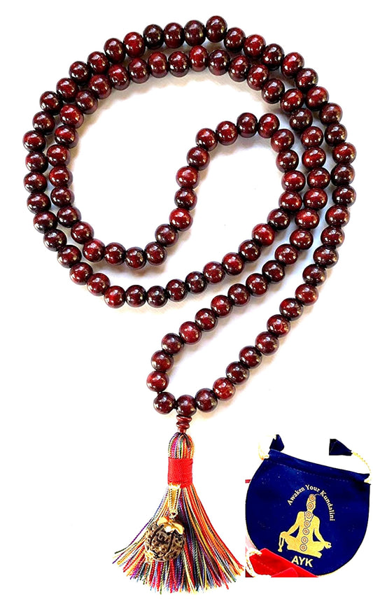 Rosewood Mala Beads Necklace with Rudraksha | ARANYA Collection