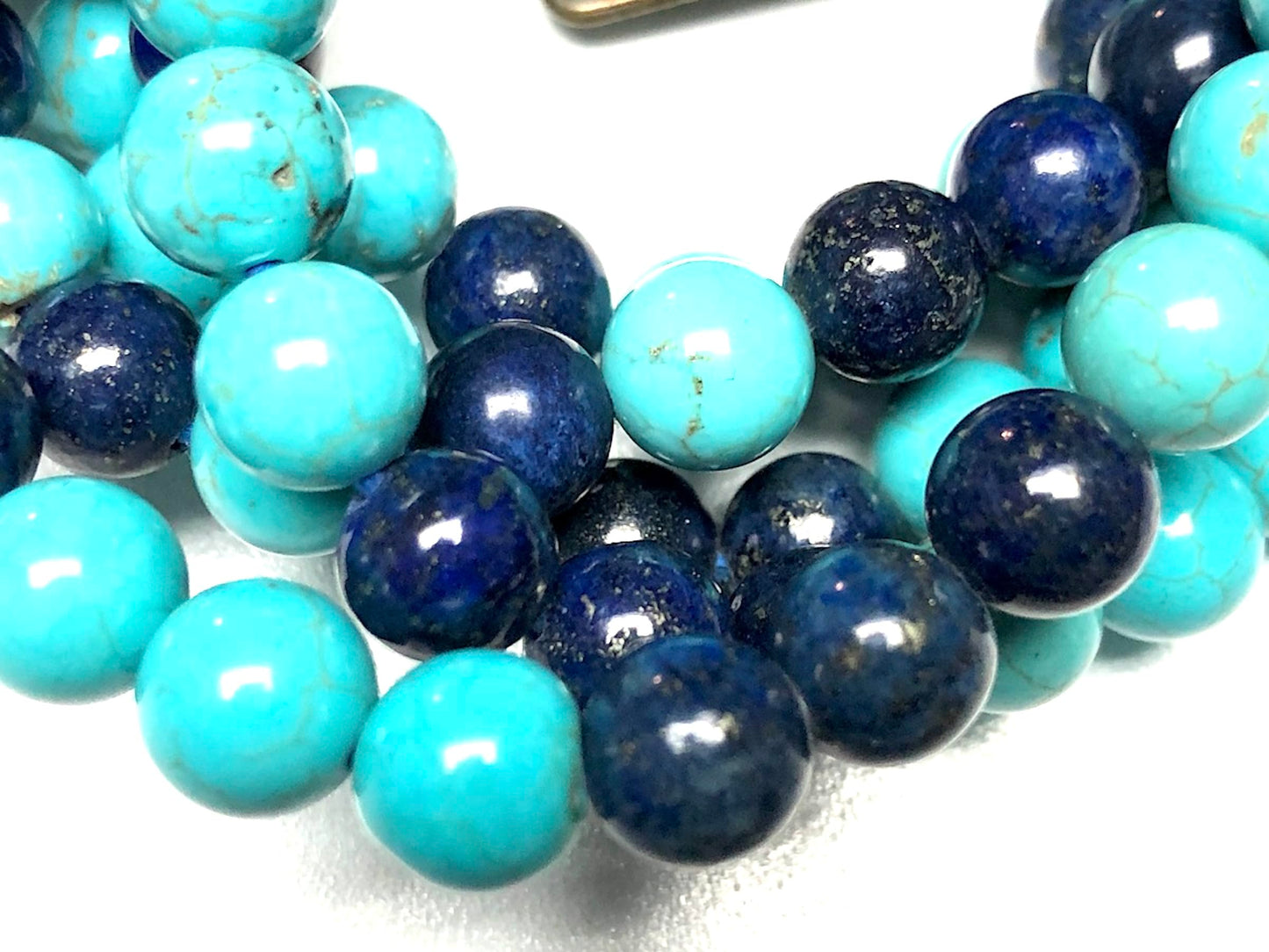 Lapis & Turquoise Mala Beads Necklace – 8mm 108 Beads – Throat & Third Eye Chakras – Sagittarius & Capricorn Birthstones