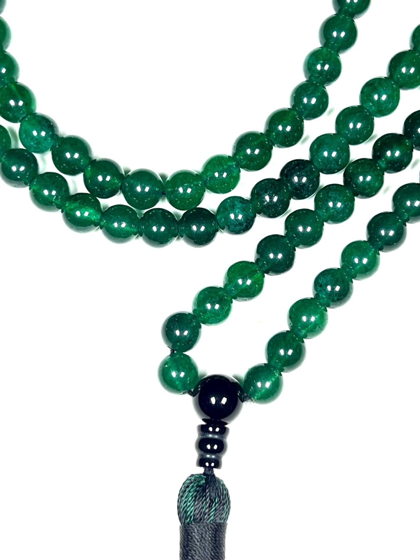 Handmade Agate Mala Beads Necklace with Black Onyx Guru Bead – 108 Beads – 8mm – Multicolor Options – Chakra Balancing & Zodiac Birthstone – Meditation Jewelry
