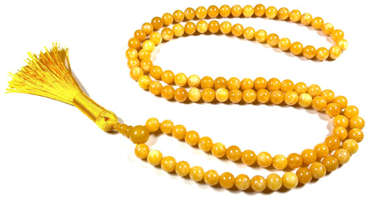 Handmade 8mm Yellow Calcite Mala Beads Necklace – 108 Beads – Leo Birthstone – Solar Plexus Chakra
