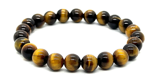 Tiger's Eye Stretch Bracelet – 8mm Beads – Multicolor Options – Solar Plexus Chakra & Zodiac Birthstones – Wrist Sizes 6-9 Inches