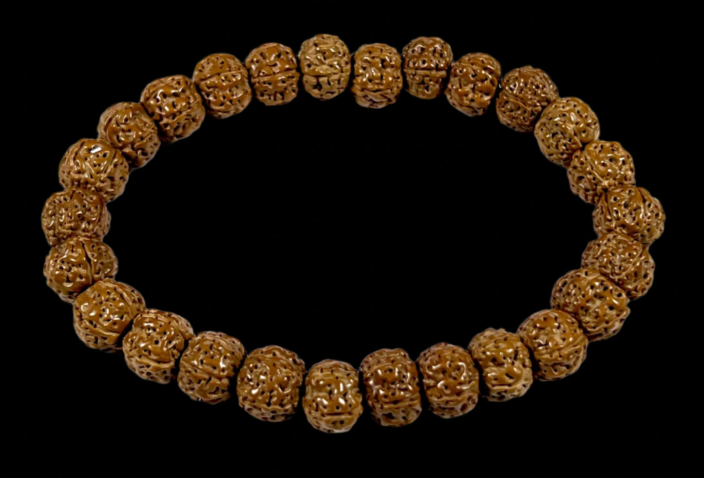 5 Mukhi Chikna Pathri Rudraksha Bracelet - AAA Grade 8mm Rudraksh Beads - Root Chakra Balance & Universal Sun Sign - Cultivate Spiritual Growth - Handmade