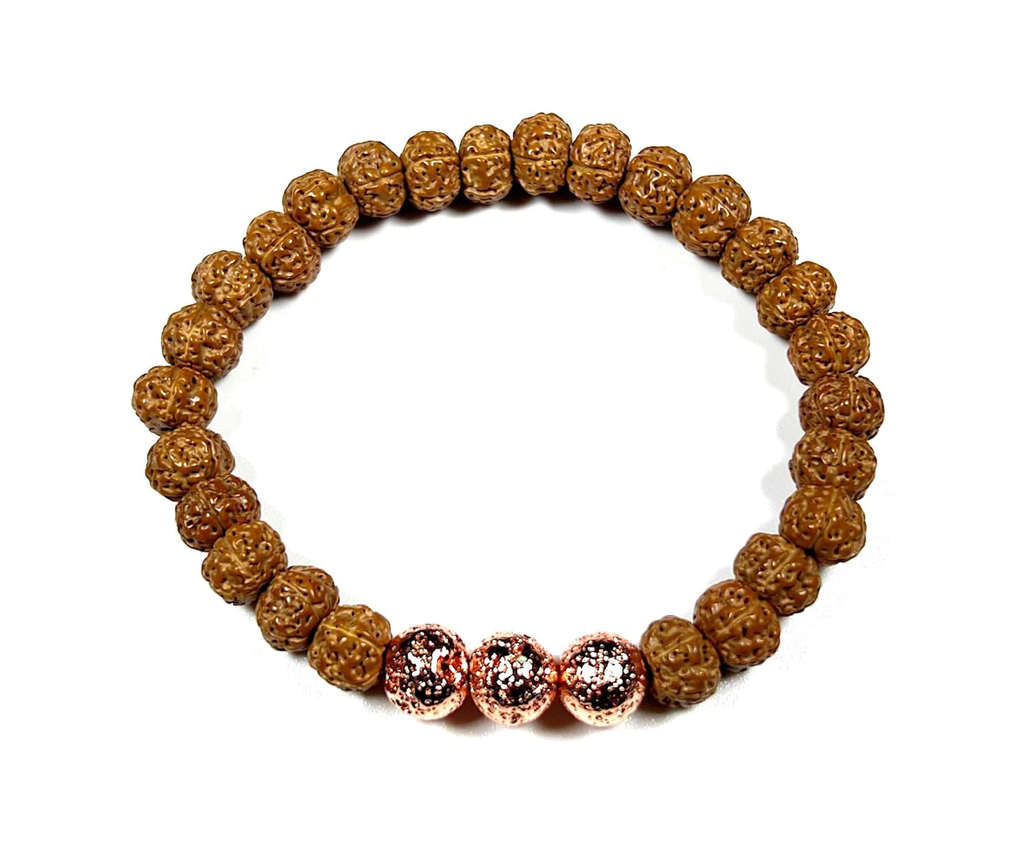VULCAN - Rudraksha & Rose Gold Lava Bracelet - Grounding & Spiritual Strength
