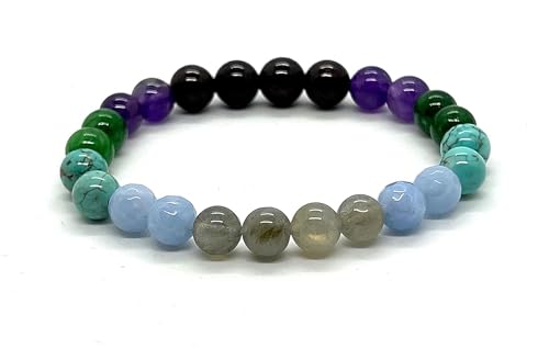 Embrace Your Progressive Spirit: Aquarius Constellation Birthstone Bracelet (8mm) - Multi-Gemstone & Empowering Energy