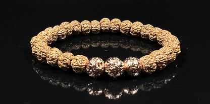VULCAN - Rudraksha & Rose Gold Lava Bracelet - Grounding & Spiritual Strength