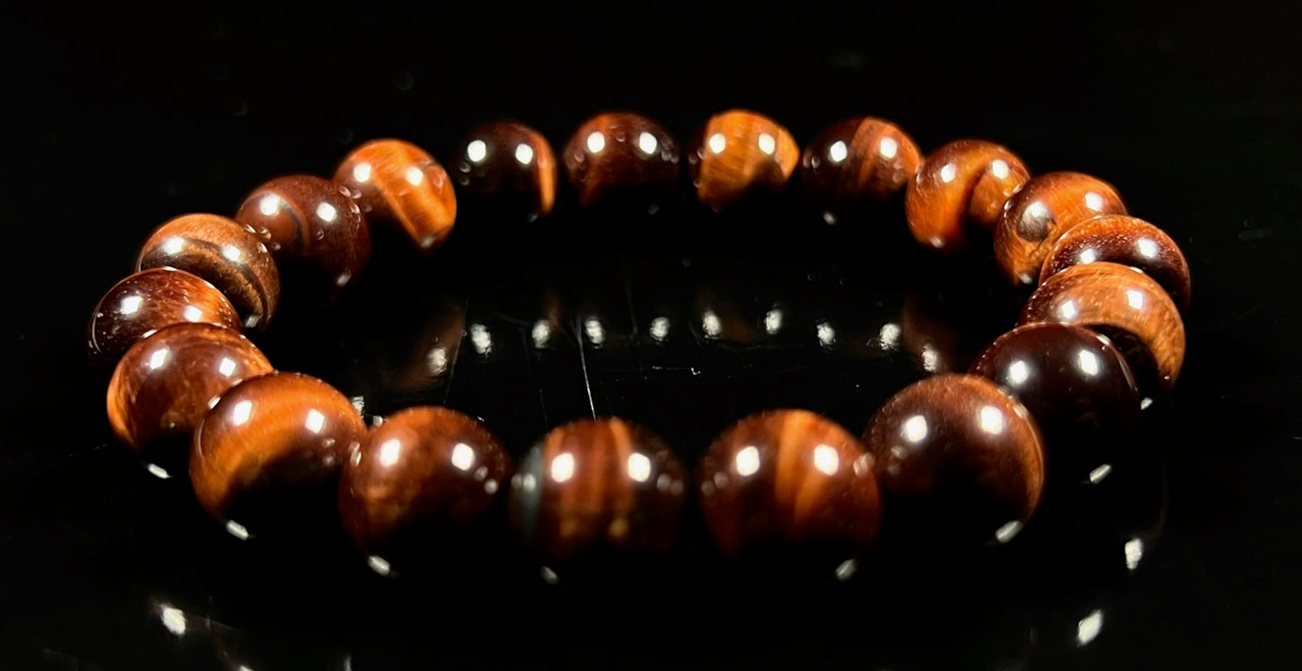 Tiger's Eye Stretch Bracelet – 10mm Mala Beads – Natural & Ethically Sourced – Solar Plexus Chakra & Birthstone Jewelry
