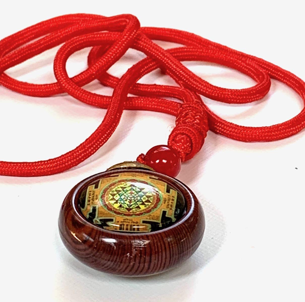 AWAKEN YOUR KUNDALINI Sri Yantra and Maha Mritunjaya Mahamrityunjay Yantra Kavach Locket, Dual Yantra Wooden Pendant