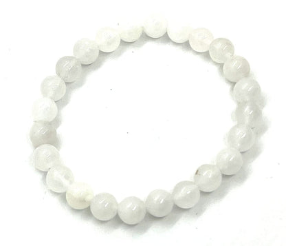 Handmade White Jade Stretch Bracelet - Energize Your Spirit - 8mm Beads