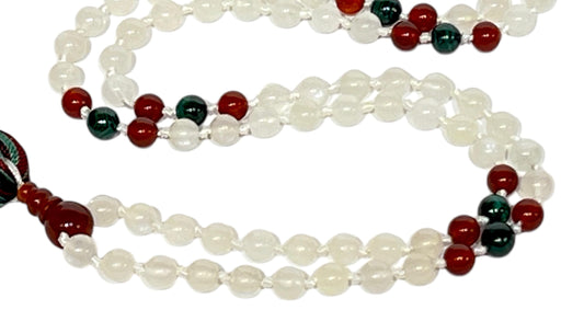 Malachite, Carnelian & Moonstone Knotted Mala Necklace | GAIA Collection