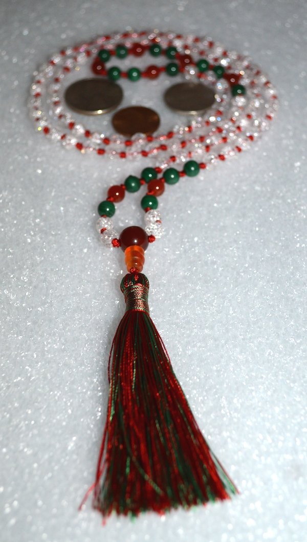 Crystal Quartz, Carnelian & Malachite Mala Necklace | GAIA Collection