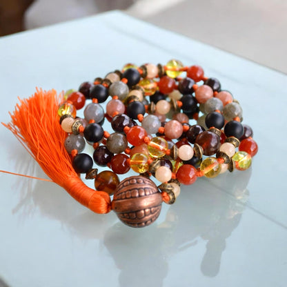 Ultimate Leo Zodiac Mala Necklace | 108 Hand-Knotted Beads | ASTRA Collection