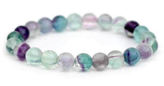Clarity and Focus Fluorite Bracelet | Third Eye Chakra | Aquarius Birthstone | 8mm Beads | Wrist Size 7.5 Inches.