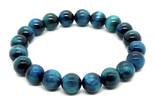 Tiger's Eye Stretch Bracelet, 10mm Beads, Sagittarius Birthstone, Throat Chakra Healing, 7.5 Inch Wrist Size, Crystal for Jupiter Rertrograde