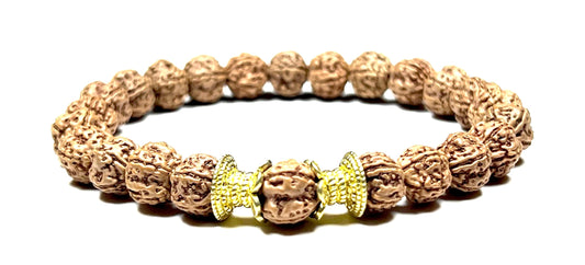 AWAKEN YOUR KUNDALINI Rudraksha Stretch Bracelet - AAA Grade 8mm Chikna Pathri Rudraksh Beads - Cultivate Strength & Stability - Universal Birthstone & Root Chakra Balance