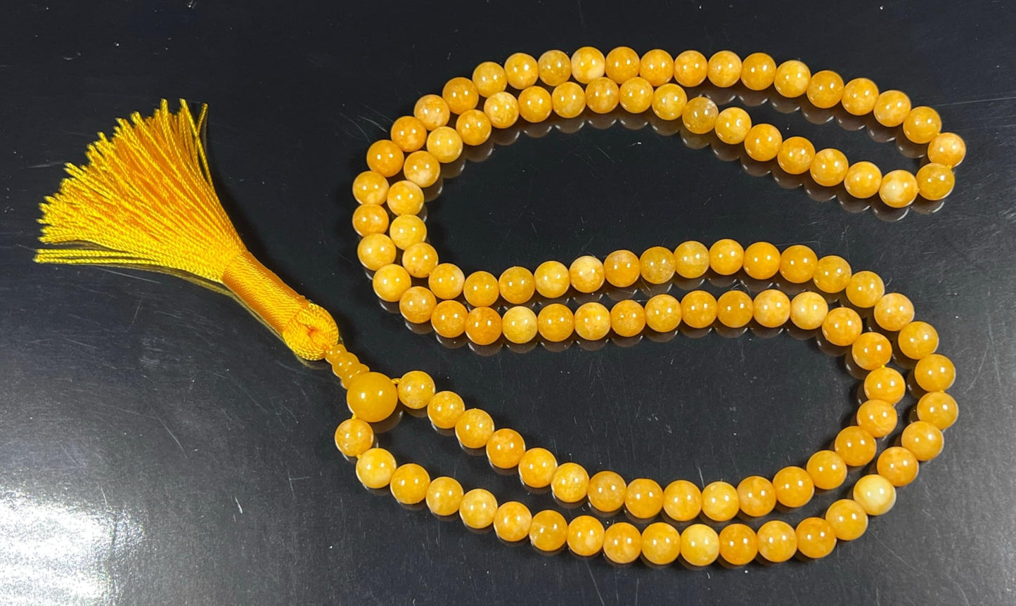 Handmade 8mm Yellow Calcite Mala Beads Necklace – 108 Beads – Leo Birthstone – Solar Plexus Chakra
