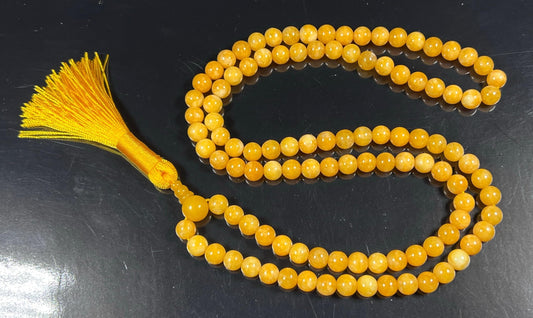 Handmade 8mm Yellow Calcite Mala Beads Necklace – 108 Beads – Leo Birthstone – Solar Plexus Chakra