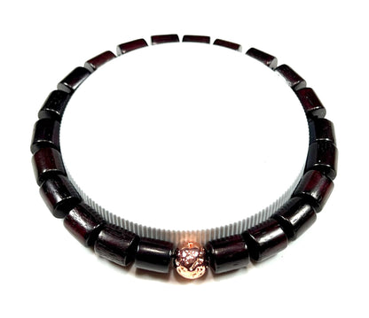 Rosewood & Rose Gold Bead Bracelet | ARANYA Collection