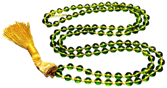 Peridot Abundance Crystal Beaded Necklace – 8mm High-Grade Gemstone | 108 Mala Beads | Heart & Solar Plexus Chakras | August Birthstone Energy | Ethically Sourced