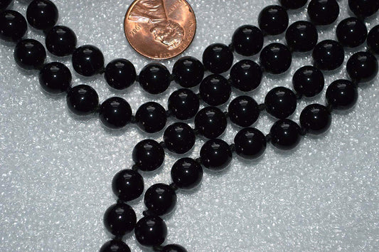 VESTA Black Tourmaline Mala Necklace | 108 Hand-Knotted 8mm Beads for Grounding & Energy Protection | Root Chakra Healing | Capricorn Birthstone | Handmade in USA