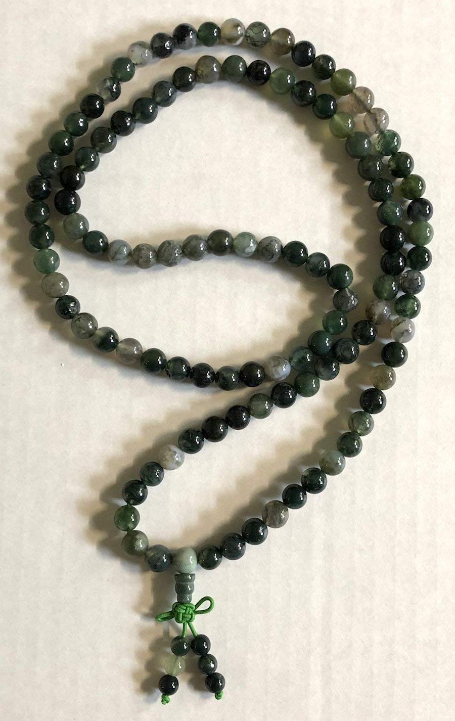 Embrace Fresh Starts & Abundance: Moss Agate Mala Necklace (8mm 108 Beads) - Virgo & Capricorn Birthstone & Heart Chakra Harmony