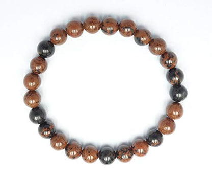 AWAKEN YOUR KUNDALINI Grounding Mahogany Obsidian Stretch Bracelet, Root Chakra, Capricorn Birthstone, 8mm Beads, 7.5 Inches