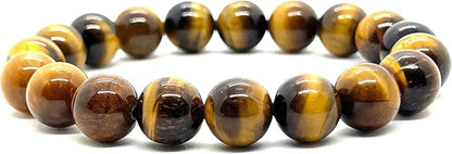 AWAKEN YOUR KUNDALINI Grounding Tiger's Eye Stitch Bracelet, Solar Plexus Chakra, Leo Birthstone, 10mm Beads