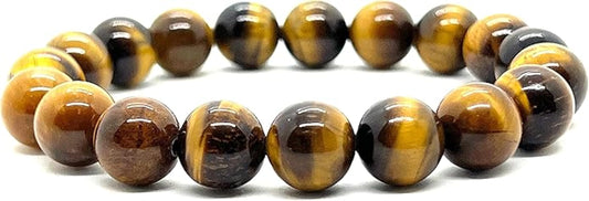 AWAKEN YOUR KUNDALINI Grounding Tiger's Eye Stitch Bracelet, Solar Plexus Chakra, Leo Birthstone, 10mm Beads