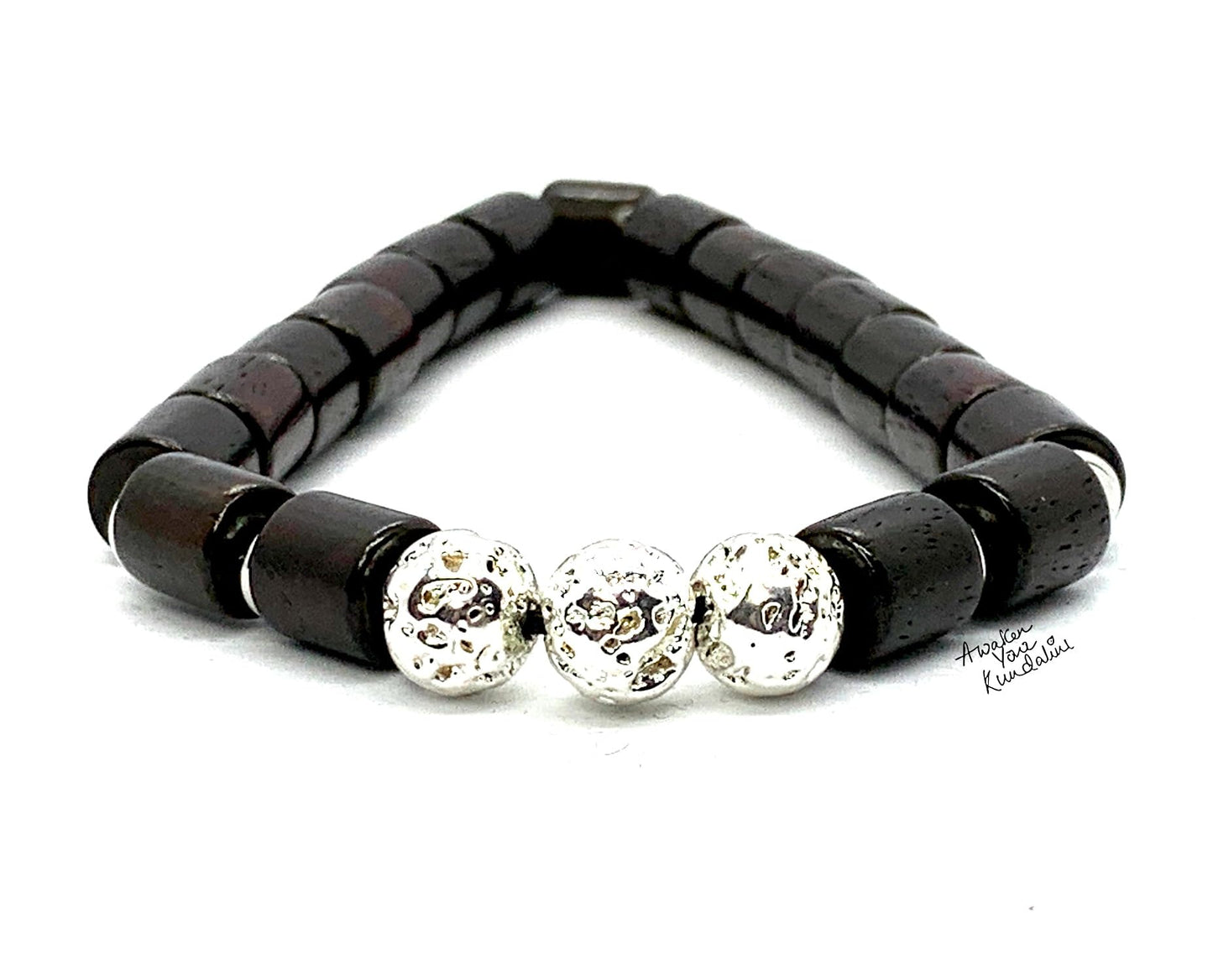 Rosewood & Lava Bracelet | Silver-Coated lava | VULCAN & ARANYA Collection