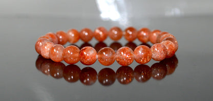 Handmade AAA Grade Sunstone Stretch Bracelet - Birthstone for Leo - July-August Sun Sign - Solar Plexus Chakra - Astrological Sign Leo