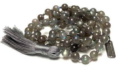 Labradorite Mala Necklace | 108 Beads Hand-Knotted | VAAK & ALOKA Collections
