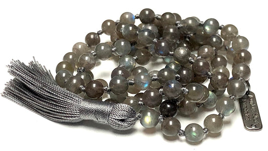 Labradorite Mala Necklace | 108 Beads Hand-Knotted | VAAK & ALOKA Collections