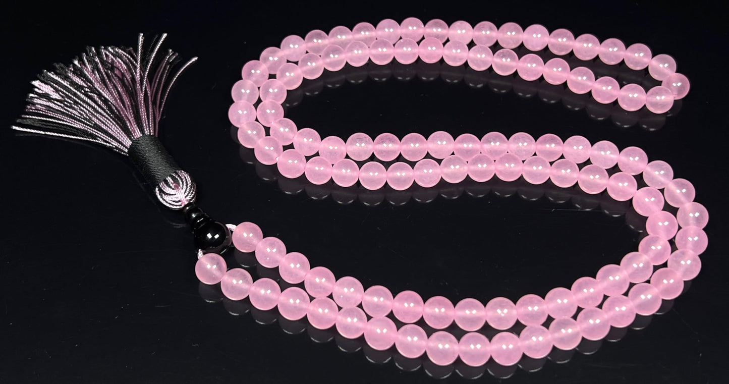 Handmade Agate Mala Beads Necklace with Black Onyx Guru Bead – 108 Beads – 8mm – Multicolor Options – Chakra Balancing & Zodiac Birthstone – Meditation Jewelry