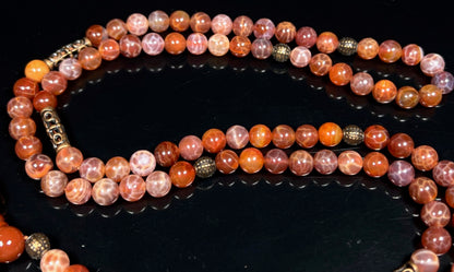 Handmade Fire Agate Mala Necklace – Sacral Chakra Healing for Creativity & Emotional Flow | VESTA Collection