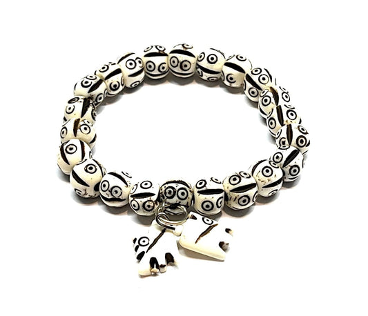 AWAKEN YOUR KUNDALINI Tibetan Yak Bone Yakbone Om Healing Bracelet (7"-8" Wrist, 10mm Beads) - Embrace Harmony & Inner Peace