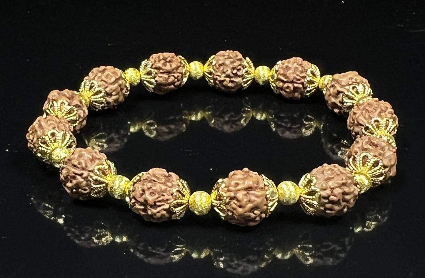 AWAKEN YOUR KUNDALINI Gorgeous Rudraksha Rudraksh Stretch Bracelet - Universal Birthstone & Root Chakra Balance