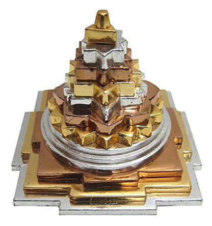 Awaken Your Kundalini Sri Meru Yantra Yantram, Sri Chakra, Maha Meru - Spiritual Blessings, Prosperity, Enlightenment - in Brass & Ashtadhatu (3" Ashtadhatu 3 Tone Polish)
